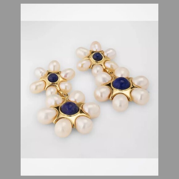 Mignonne Gavigan Safi Drop Earrings, White/Blue - Picture 3 of 6